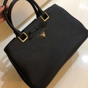 Prada Milano hand bag black & gold 100% authentic